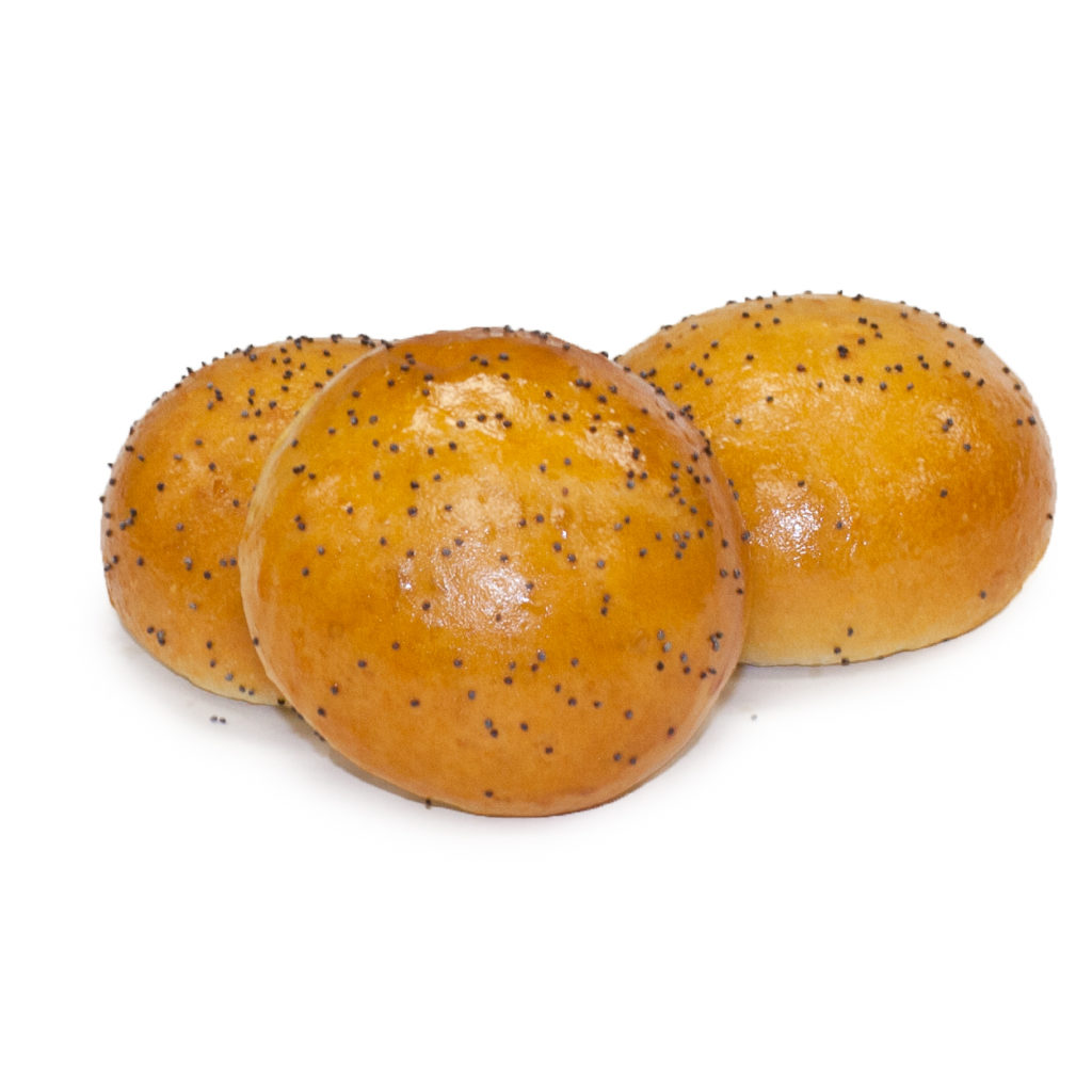 3.5" Challah Poppy Bun - Sliced